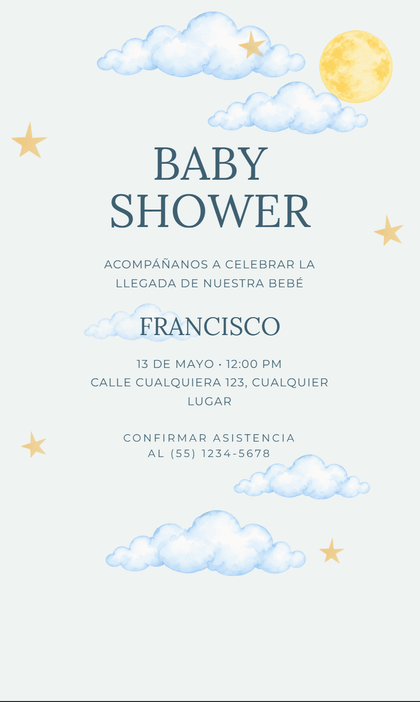 Plantilla Baby Shower Azul y Celeste
